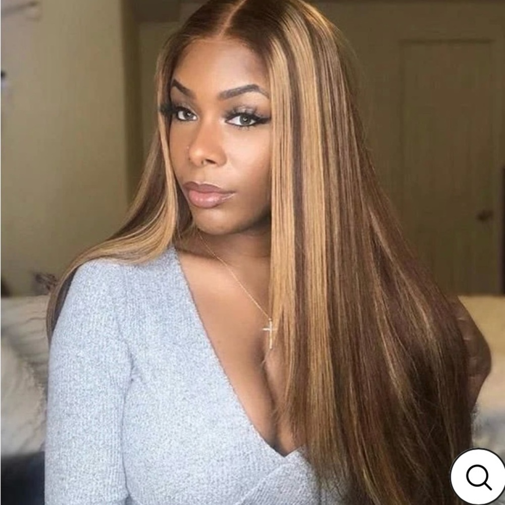 Elegant Straight Highlight 4/27 Pre-Cut 7x5 Lace Wear N Go 220% Density Wig